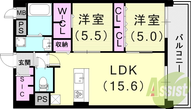 2LDK（63.15平米）追焚付・モニターフォン・防音サッシ