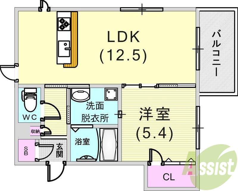 1LDK（43.06平米）システムキッチン・追炊・独立洗面台