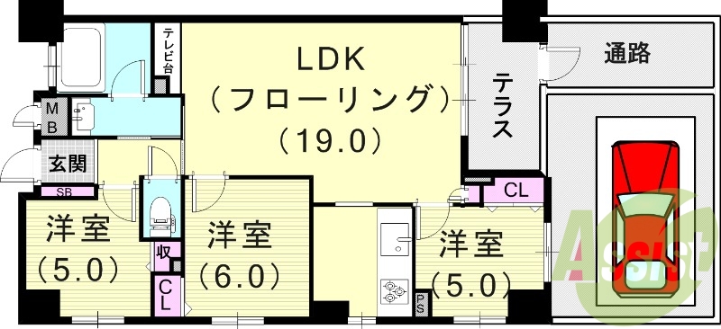3LDK（72.78㎡）浴室乾燥機・システムキッチン