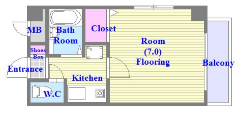 うれしいバス・トイレがセパレートの単身さん向けの間取りです。