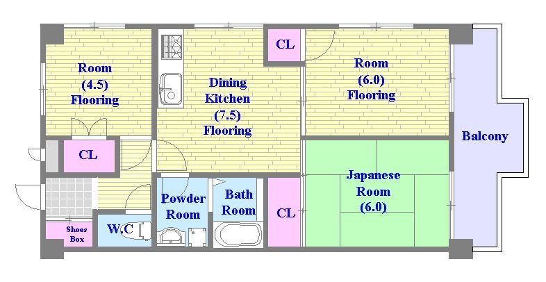 各部屋がゆったりとした、ファミリータイプの間取り。
