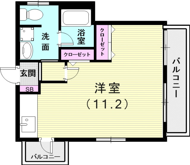 バストイレがセパレート、独立洗面所のある使い易い間取りです。