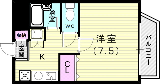 うれしいバス・トイレがセパレートの単身さん向けの間取りです。