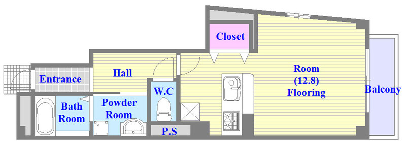 セパレートでリビングが広い単身さん向けの間取りです。