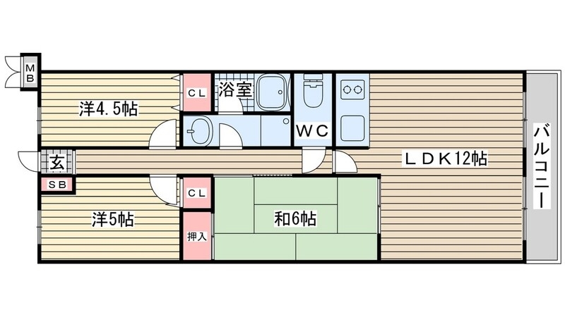 各部屋がゆったりとした、ファミリータイプの間取り。