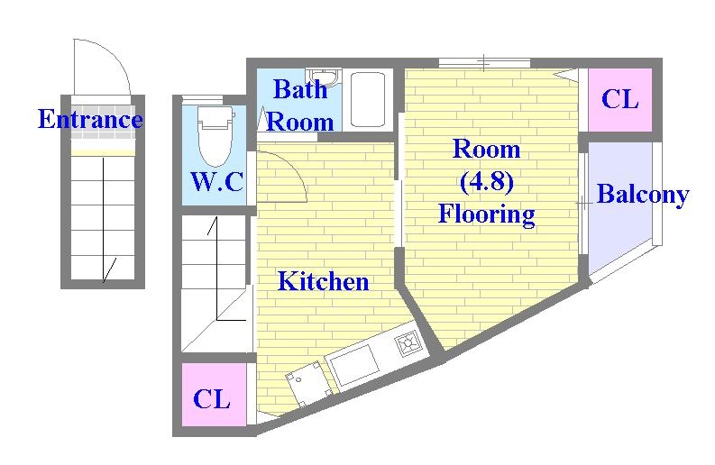 キッチンスペースが広い単身者様向けのお部屋です