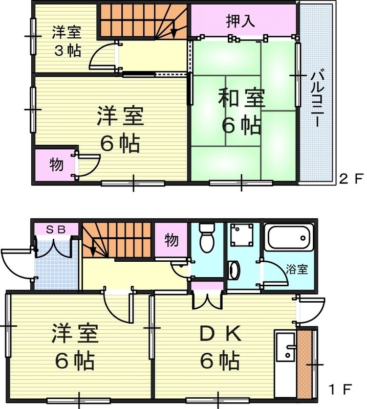 窓も多く、各部屋へは廊下から入れる振り分けの間取りです。
