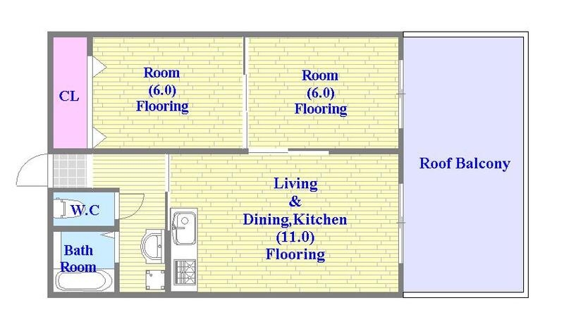 ルーフバルコニー付きの広々とした間取りです