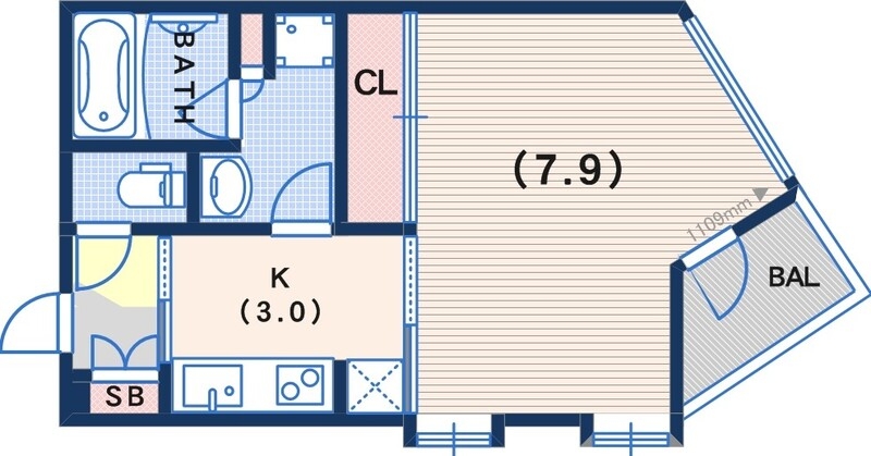 30㎡越えの1Kです