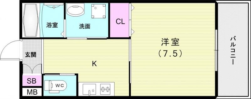 ゆったりと一人暮らしには十分のスペースです