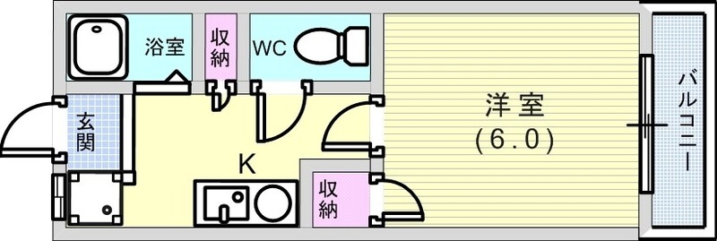1Ｋ(19.87平米）インターネット無料、ＩＨコンロ