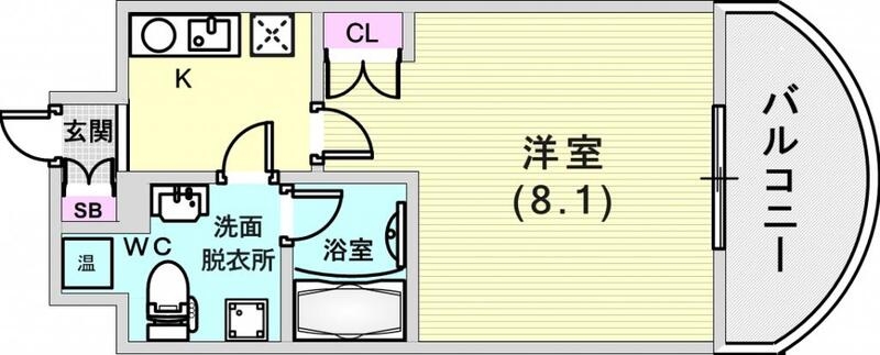 ゆったり8帖のお部屋です