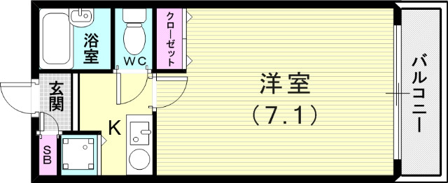 １Ｋ（22.50平米）エアコン・室内洗濯機置場・セパレート