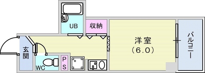 1K（20.31平米）バストイレ別・室内洗濯機置場