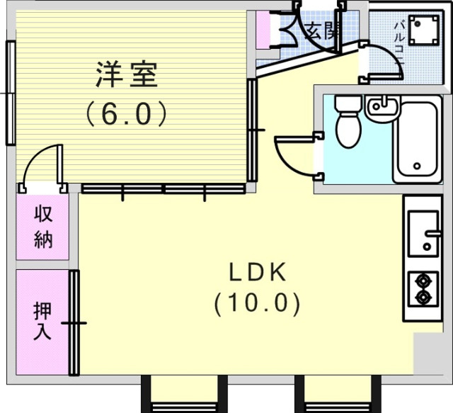 1ＬＤＫ（38平米）洗濯機置き場・モニター付きインターホン