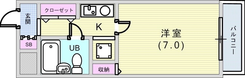 ゆったりと一人暮らしには十分のスペースです