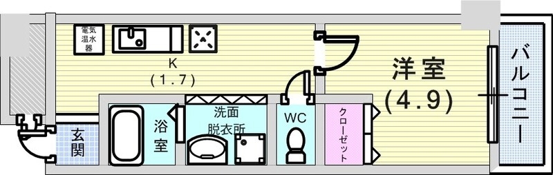 1K（25.15平米）IHコンロ・独立洗面台・室内洗濯機置場