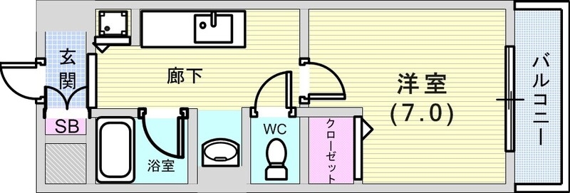 １Ｋ（２４．５２平米）室内洗濯機置場・洗髪洗面化粧台