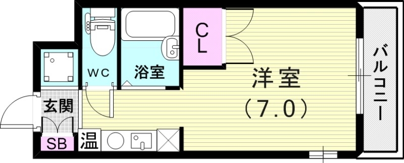 1Ｋ（21.5平米）室内洗濯機置場・バス・トイレ別