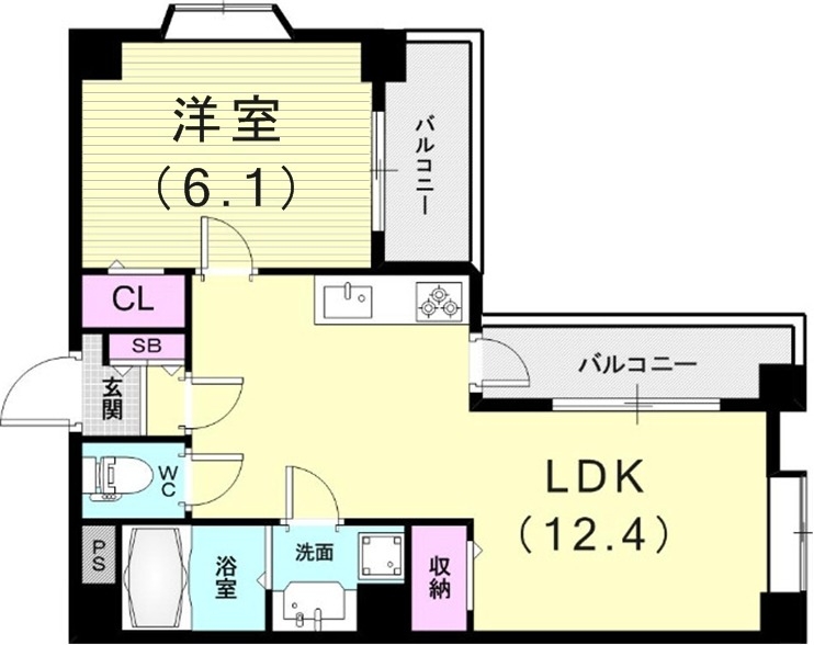 １ＬＤＫ（３８．８７平米）システムキッチン・室内洗濯機置場