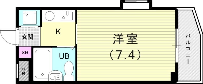 ワンルーム(18.9平米)1口IHコンロ・室内洗濯機置き場