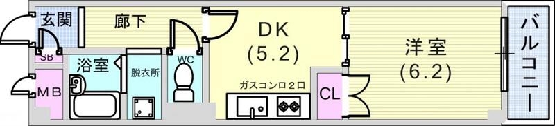 広々1DKタイプ。