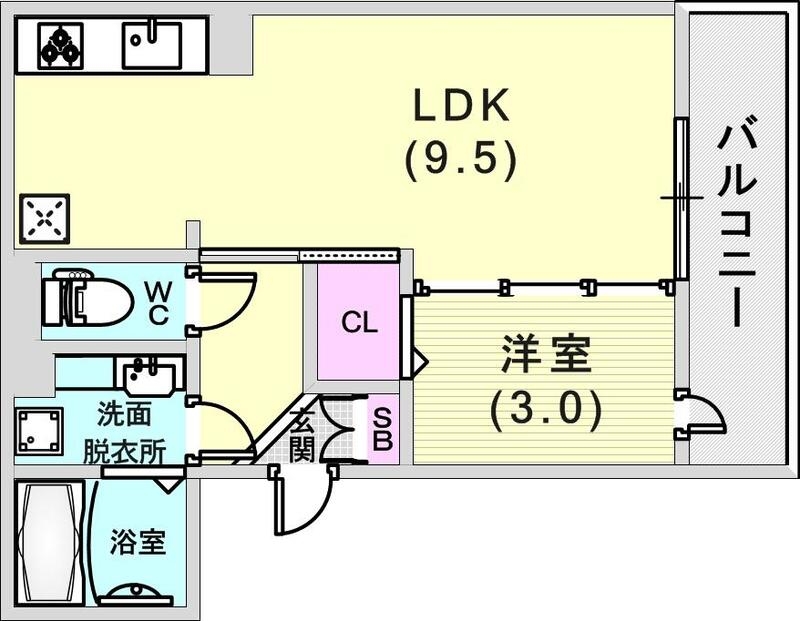 1LDK(32.9平米）追焚付・浄水器一体型水栓
