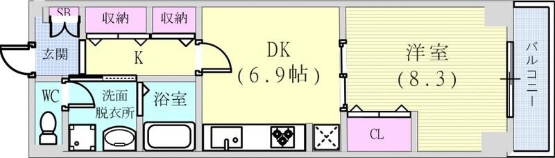 1DK(40.28平米）追焚付給湯・モニターフォン
