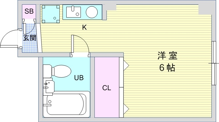 1R（20平米）室内洗濯機置き場・エアコン・IHコンロ