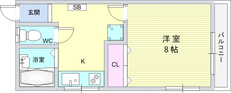 1K（27.59平米）システムキッチン・エアコン・セパレート