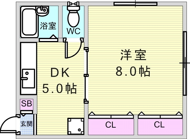 1DK（30平米）セパレート・室内洗濯機置き場