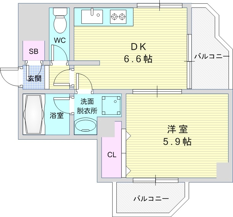 1DK（30平米）システムキッチン・独立洗面台・オートロック