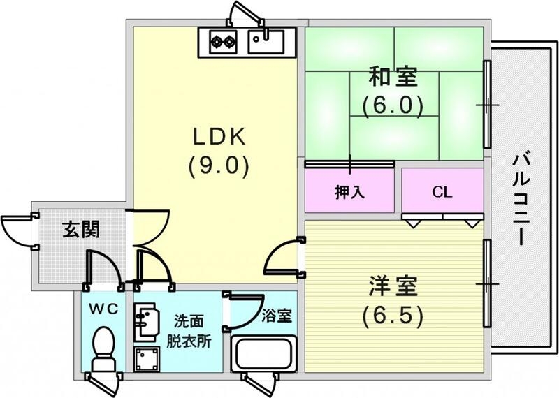 使い勝手の良い振分けタイプの2LDK