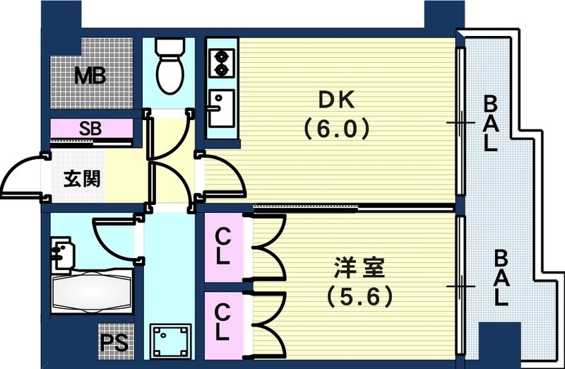 広々した1ＤＫのお部屋です。