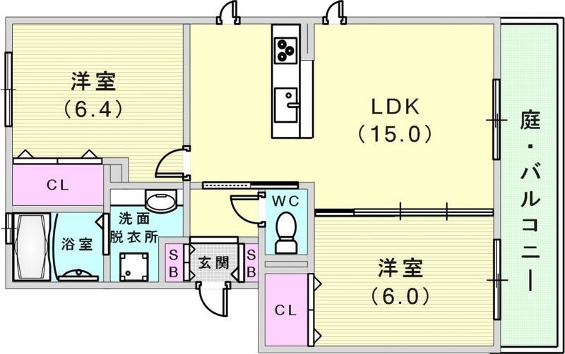 角部屋で明るいおへやですね