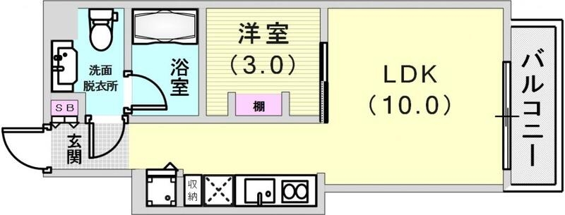広めの1LDKタイプです。