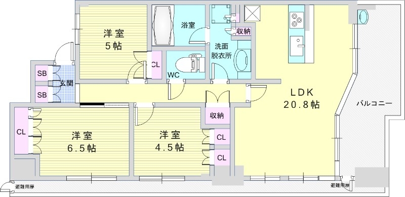 3LDK（82.91平米）カウンターキッチン・独立洗面台