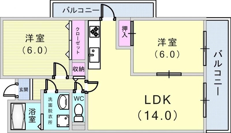 3LDK(57.75平米)全室エアコン・全室ガスコンセント付