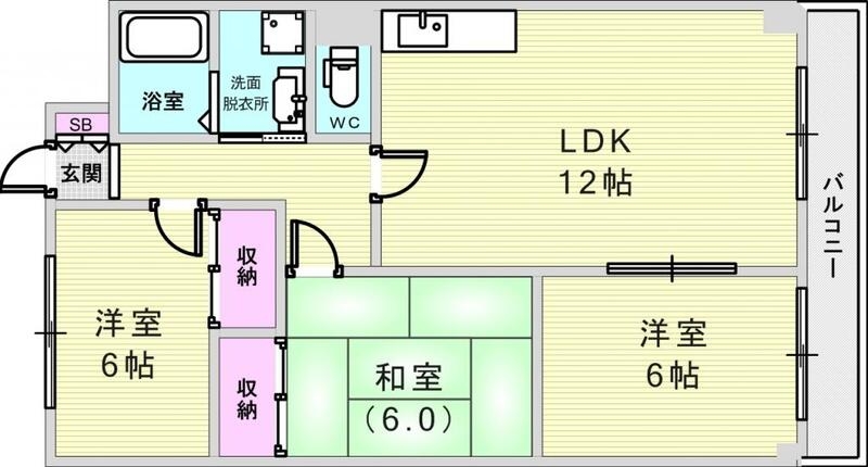 広々12帖のLDKは天井も高くて解放感あります。