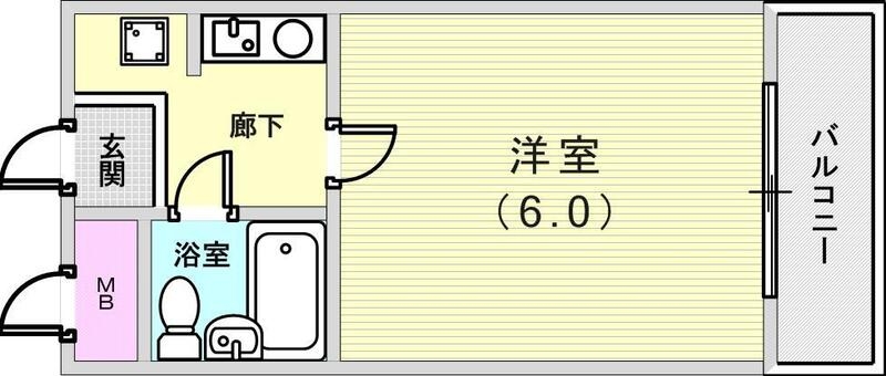 オーソドックスな単身用の1Kです
