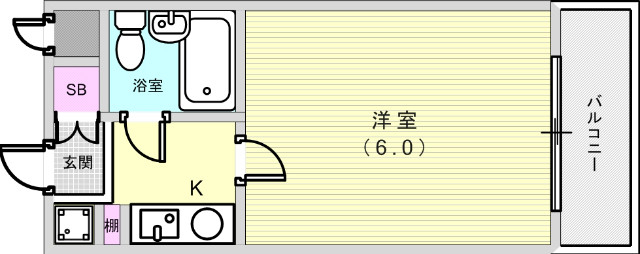 １Ｋ（１４.７１平米）インターネット無料・室内洗濯機置場
