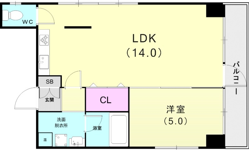 1LDK（41.0平米）システムキッチン・浴室乾燥機