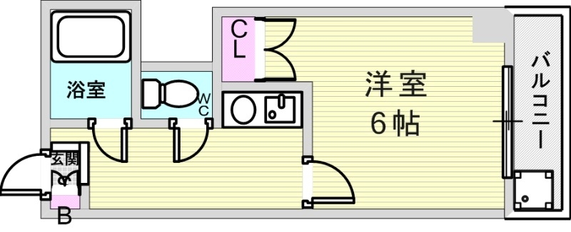 1K（２２平米）お風呂トイレ別・オートロック・