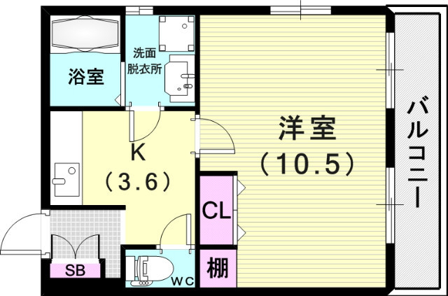 1K(31.72平米)室内洗濯機置場・脱衣所・浴室トイレ別室