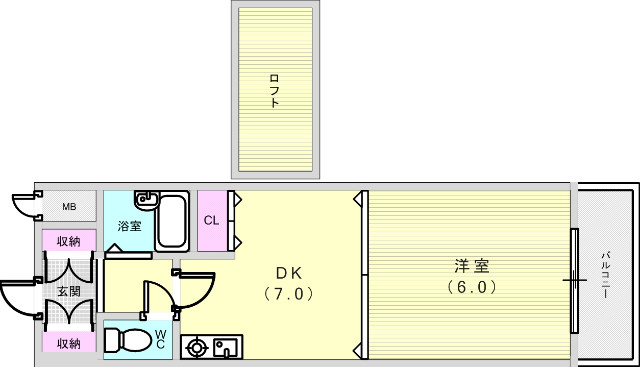 １ＤＫ（２８.６７平米）ロフト・レディースマンション・下駄箱