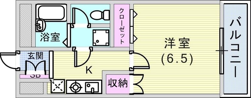 1K(23.94平米)エアコン・室内洗濯機置場・風呂トイレ別