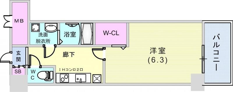 1K（２８.９平米）脱衣所・オール電化・浴室乾燥機