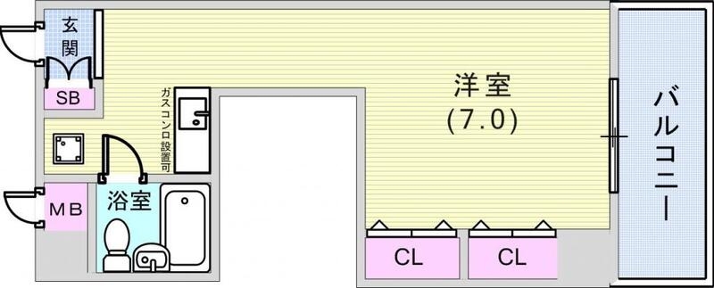 1R（21.03平米）IHコンロ・バルコニー・下駄箱