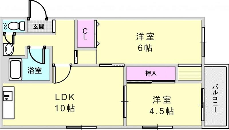 ２ＬＤＫ（４５．９９平米）南向き・角部屋・全室フローリング