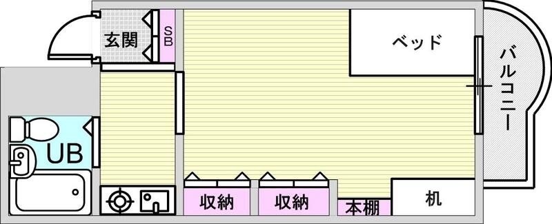 1R（24.26平米）ミニキッチン・３点ユニット